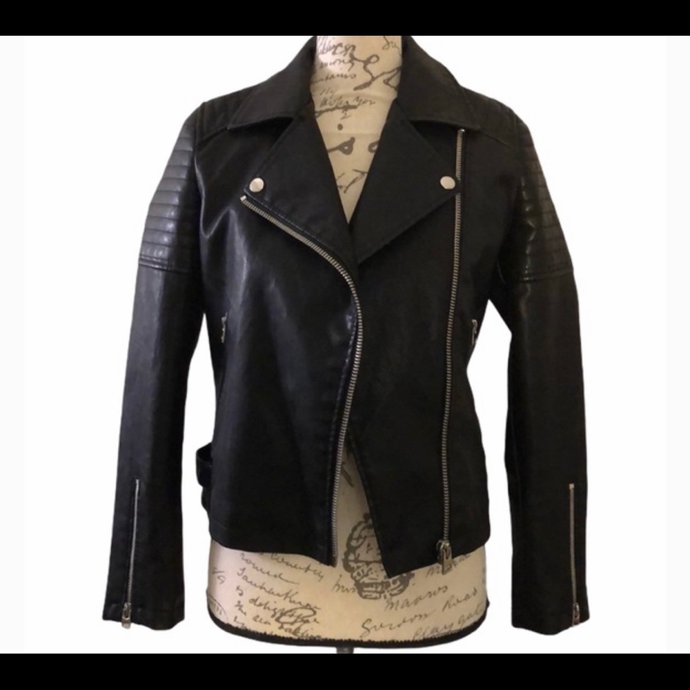 Topshop Vegan Leather Moto Jacket